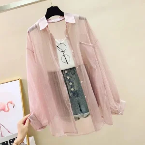 Summer Women Shirt clothing thin jacket 2024 Korean loose versatile women's long sleeved chiffon cardigan trendy Blouses Shirts